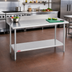 Thumbnail image #2 for Duke Supreme 60-Inch x 30-Inch 14-Gauge 300 Series Stainless Steel Work Table with 5-Inch Riser and Undershelf