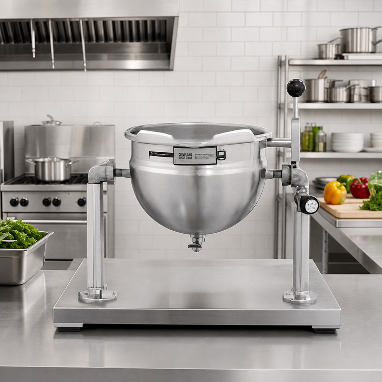 Product image #2 for Tabletop Direct Steam Tilting Steam Kettle, 20 Quart, 2/3 Jacket, Stainless Steel