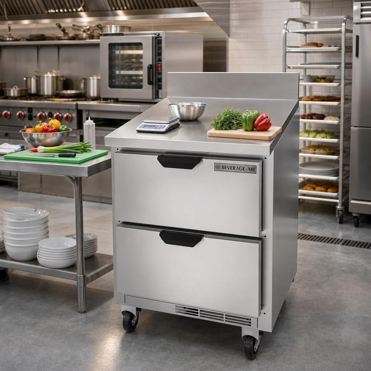 Product image #2 for Beverage-Air 27-Inch One-Section Worktop Refrigerator with 2 Drawers, 6.13 Cu. Ft.