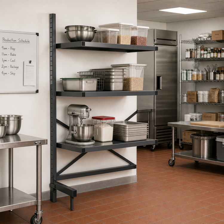 Product image #2 for Metro SmartLever Cantilevered Shelving Add-On Kit for 72"W x 30"D Shelves, 76-3/8" H