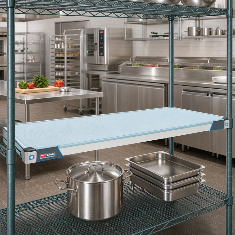 Product image #2 for MetroMax i 48"W x 18"D Solid Polymer Shelf, Blue, with Microban