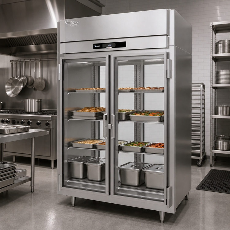 Product image #2 for Victory UltraSpec Pass-Thru Two-Section Heated Holding Cabinet with 4 Glass Doors, 55.6 Cu. Ft.