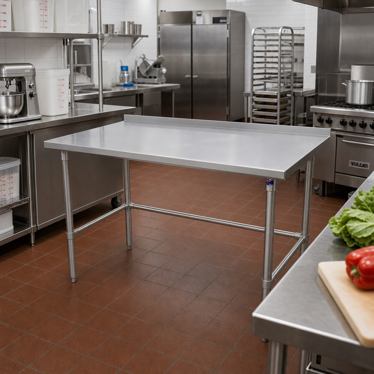 Product image #2 for John Boos Stallion 48" x 36" 16-Gauge Stainless Steel Work Table with 1-1/2" Rear Up-Turn