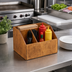 Thumbnail image #2 for American Metalcraft 4-Compartment Natural Poplar Wood Rectangular Condiment Caddy