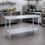 Thumbnail image #2 for Duke Manufacturing 316S-2448 48 x 24 Inch Stainless Steel Work Table, 16-Gauge 300 Series Top, Undershelf, Flat Top