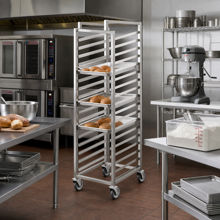 Product image #2 for Channel All-Welded Stainless Steel Side-Load Bun Pan Rack, 12 Pan Capacity