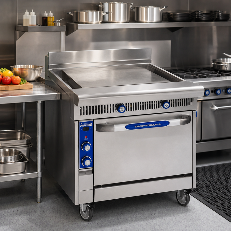 Product image #2 for Imperial Spec Series 36-Inch Heavy Duty Gas Range with 1/2-Inch Plancha Top and Open Cabinet Base
