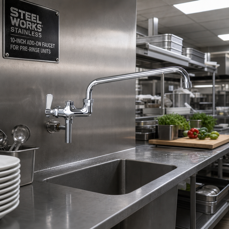 Product image #2 for Steel Works Stainless 10-Inch Add-On Faucet for Pre-Rinse Units