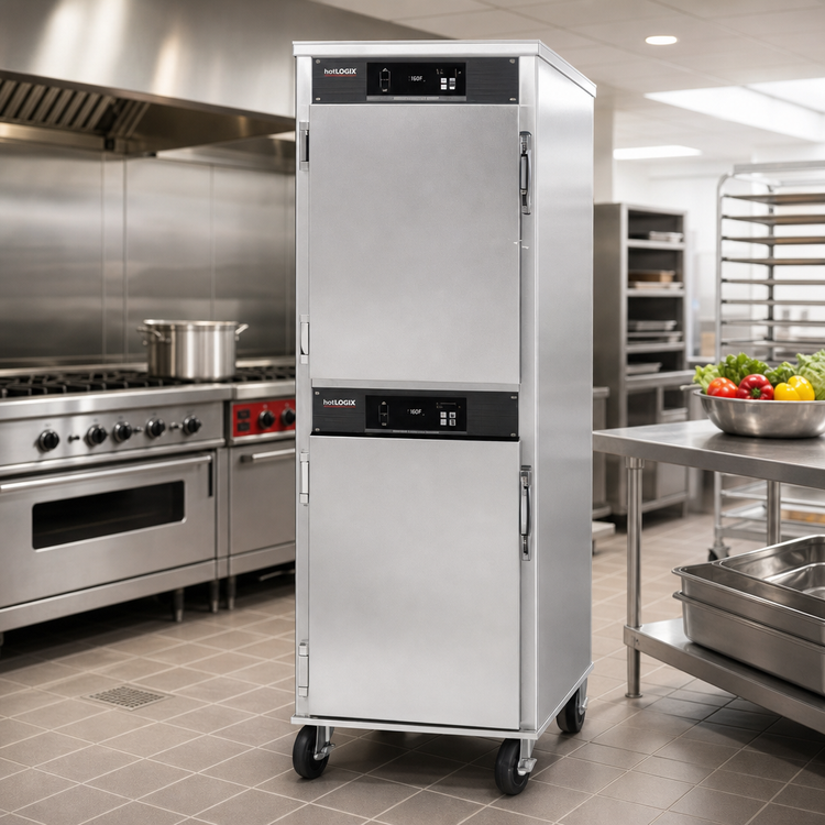 Product image #2 for hotLOGIX HL8-1816 Full-Height Two-Compartment Insulated Heated Holding Cabinet, Stainless Steel, 16-Pan Capacity