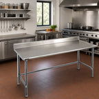 Thumbnail image #2 for Eagle Group Spec-Master T30144GTE-BS 144-Inch Stainless Steel Work Table, 30-Inch Deep, 4-1/2-Inch Backsplash, Open Galvanized Base