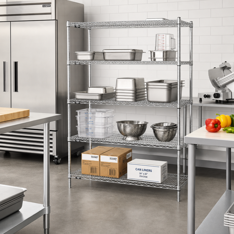 Product image #2 for Metro Super Erecta Brite 4-Shelf Wire Shelving Convenience Pak, 60 x 18 x 74 Inches