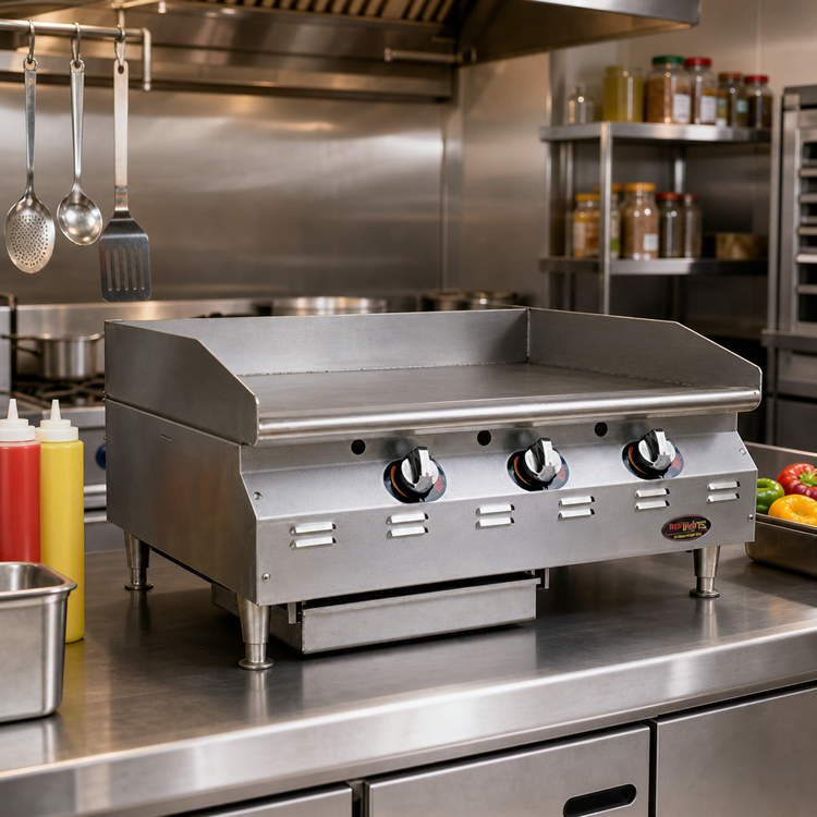 Product image #2 for RedHots Chef's Line Extra-Deep 24-Inch Countertop LP Gas Griddle with Thermostatic Safety-Pilot Controls