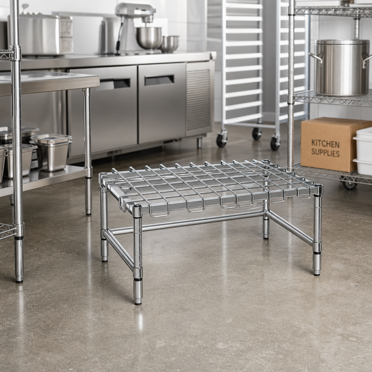 Product image #2 for Chrome Wire Dunnage Rack with Removable Wire Assembly, Three-Sided Frame, 24 x 21 x 14 Inches, 1600 lb Capacity