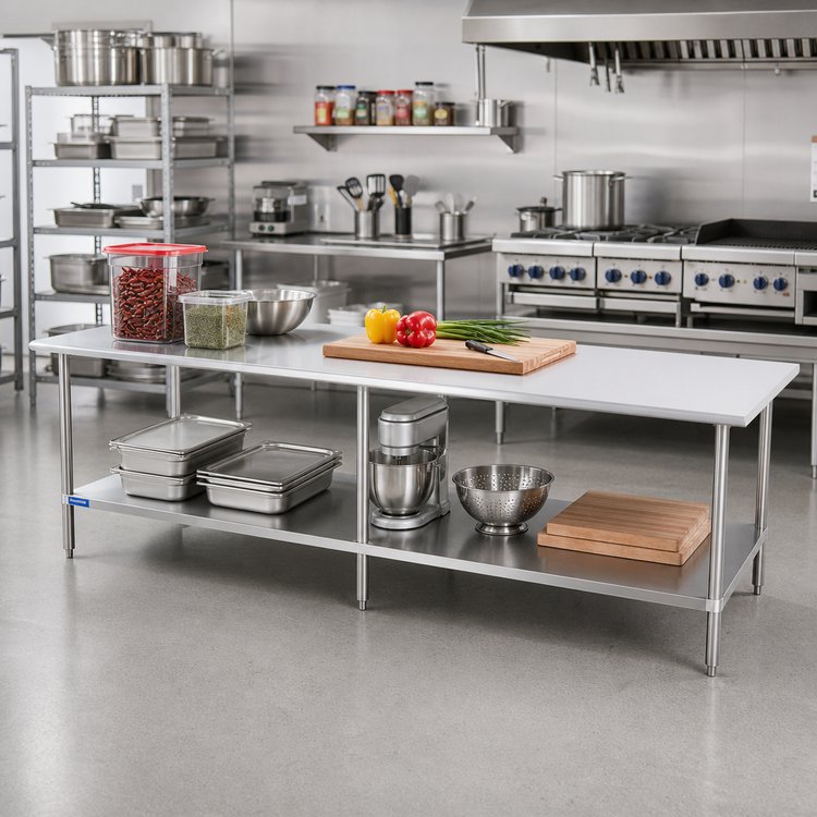 Product image #2 for Sapphire Manufacturing 120 Inch x 24 Inch Stainless Steel Work Table with Adjustable Undershelf