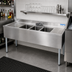 Thumbnail image #2 for BK Resources 96-Inch Three-Compartment Stainless Steel Underbar Sink with Left and Right Drainboards and Faucet