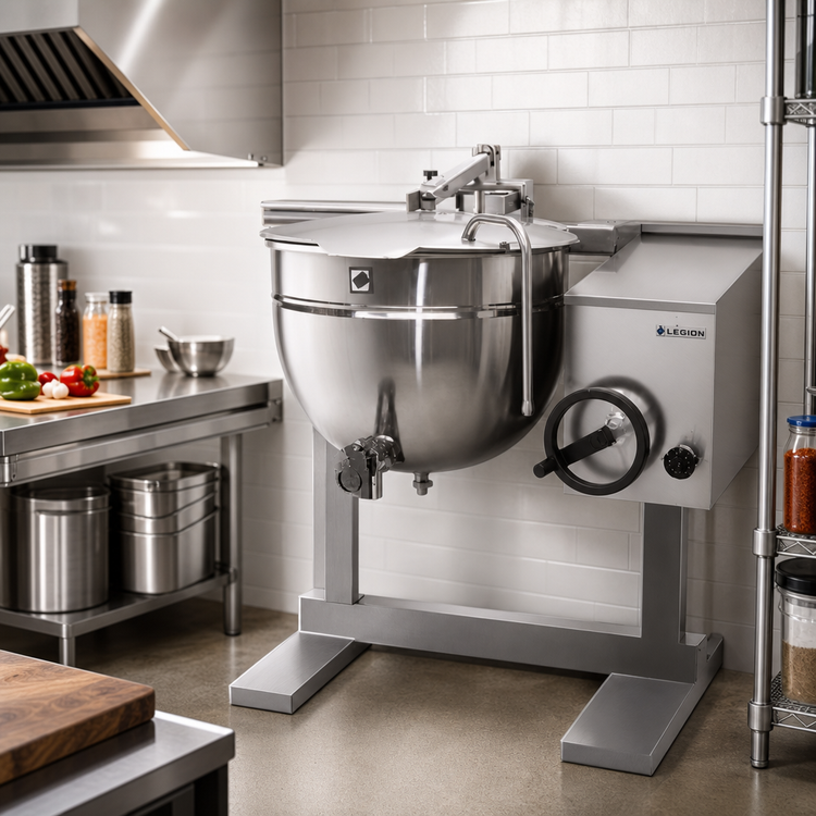 Product image #2 for Legion TWWC-80 80-Gallon Direct Steam Tilting Wall-Mount Kettle