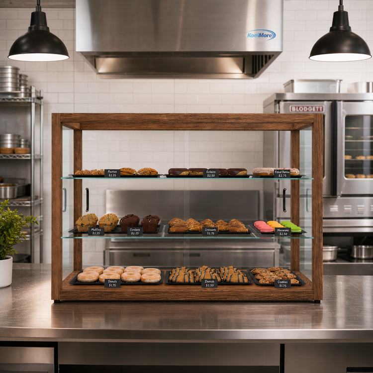 Product image #3 for KoolMore 42-Inch Straight Glass Bakery Display Case with 3 Tempered Glass Shelves