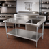Thumbnail image #2 for John Boos 60-Inch Right-Side Prep Sink Work Table, 16-Gauge 300 Series Stainless Steel Top, 5-Inch Backsplash, Galvanized Base