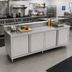 Thumbnail image #2 for Commercial Stainless Steel Enclosed Work Table with Cabinet Base, Hinged Doors, 120 x 36 Inches, 5-Inch Backsplash