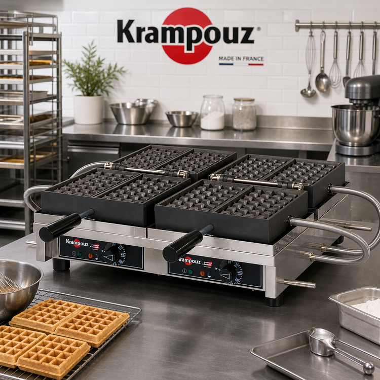 Product image #2 for Krampouz Double 4x7 Liège Commercial Waffle Maker with 180° Opening