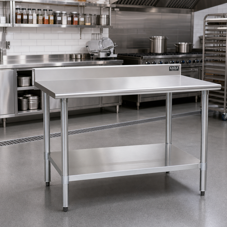 Product image #2 for Eagle Deluxe 72-Inch x 30-Inch Stainless Steel Work Table with 4-1/2-Inch Backsplash and Undershelf