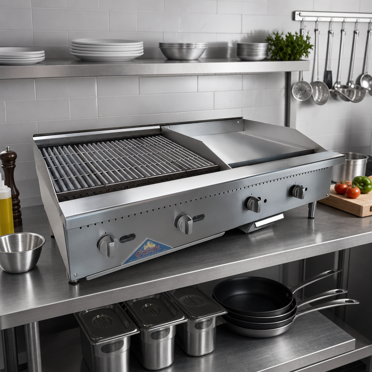 Product image #2 for Comstock-Castle 48-Inch Countertop Gas Charbroiler and Griddle Combo