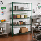 Thumbnail image #2 for Quantum WR86-1872P Wire Shelving Starter Unit, 72" W x 18" D x 86" H, 4-Shelf Stationary, Green Epoxy Finish