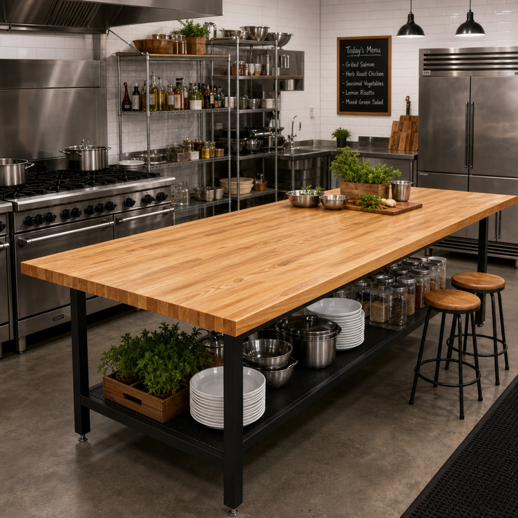 Product image #2 for Appalachian Red Oak Blended Rail Edge Grain Wood Island Countertop, 84 x 36 x 1-1/2 Inch, Varnique Finish