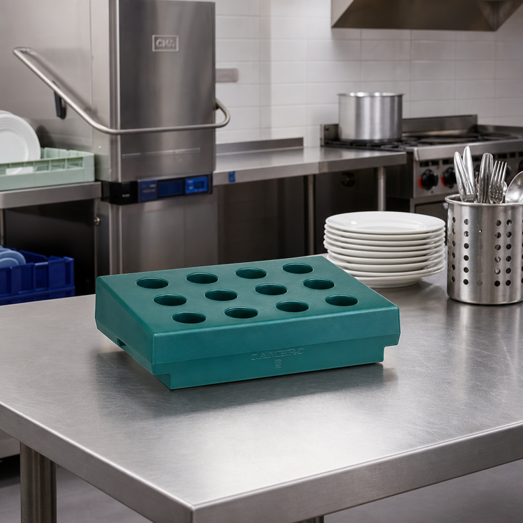 Product image #3 for Cambro 12-Compartment Cutlery Rack Only, Granite Green