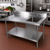 Thumbnail image #2 for John Boos 72-Inch 16-Gauge Stainless Steel Prep Table With Right Sink Bowl, 5-Inch Backsplash, and Undershelf