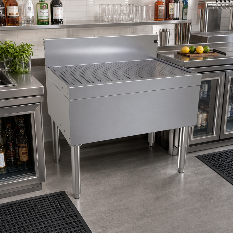 Product image #2 for Glastender 36-Inch Freestanding Stainless Steel Underbar Drainboard with Removable Perforated Insert