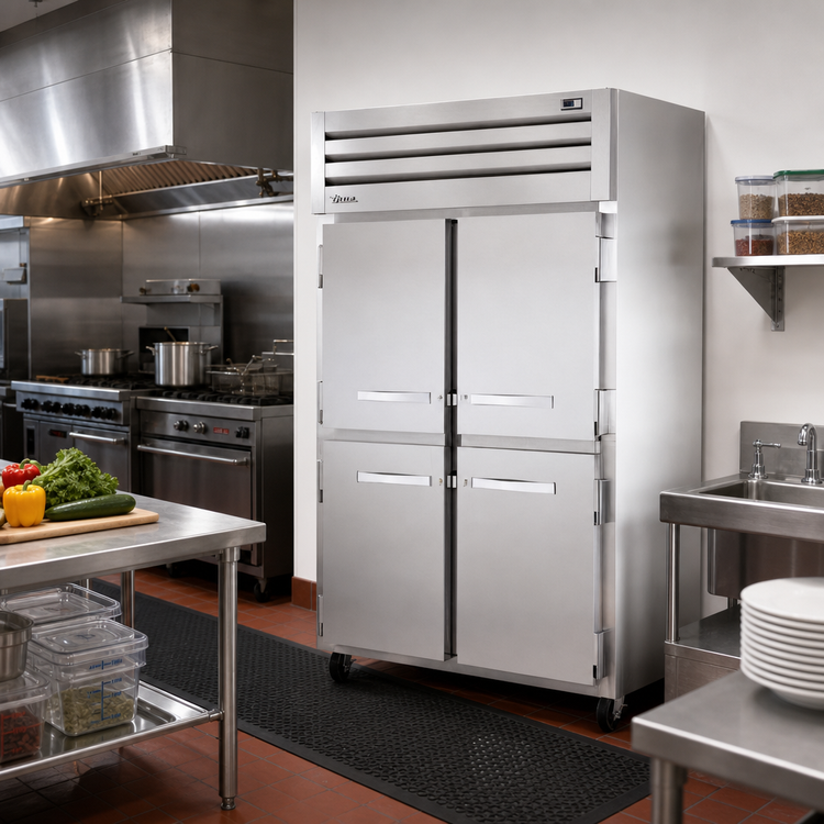 Product image #2 for True SPEC SERIES Pass-Thru Two-Section Reach-In Refrigerator with Solid Half Swing Doors Front and Rear, Stainless Steel, Top-Mounted Self-Contained