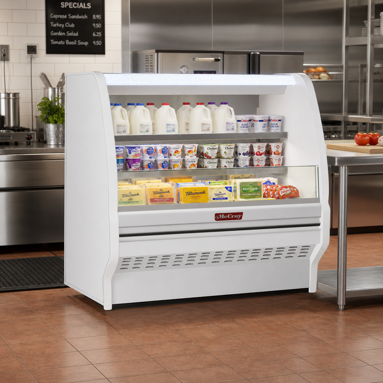 Product image #2 for Howard-McCray 40E Series Dairy Curved End Open Merchandiser, 39-Inch, Self-Contained, LED, White