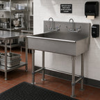 Thumbnail image #2 for Advance Tabco 19-FM-48-ADA-F 48-Inch ADA Multi-Station Freestanding Hand Wash Sink with 2 Wrist-Blade Faucets, 304 Stainless Steel