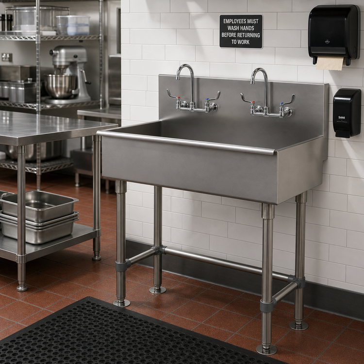 Product image #2 for Advance Tabco 48-Inch ADA-Compliant Multiwash Freestanding Hand Wash Sink with 2 Faucets