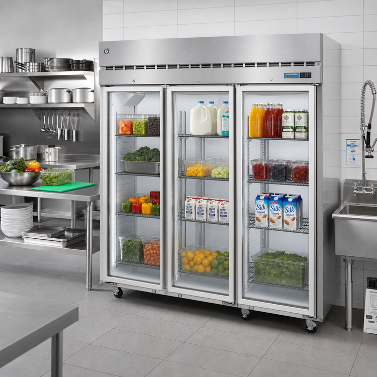 Product image #2 for Hoshizaki Steelheart R3A-FG Three-Section Reach-In Full Glass Door Refrigerator, 79.03 Cu. Ft., Standard Depth