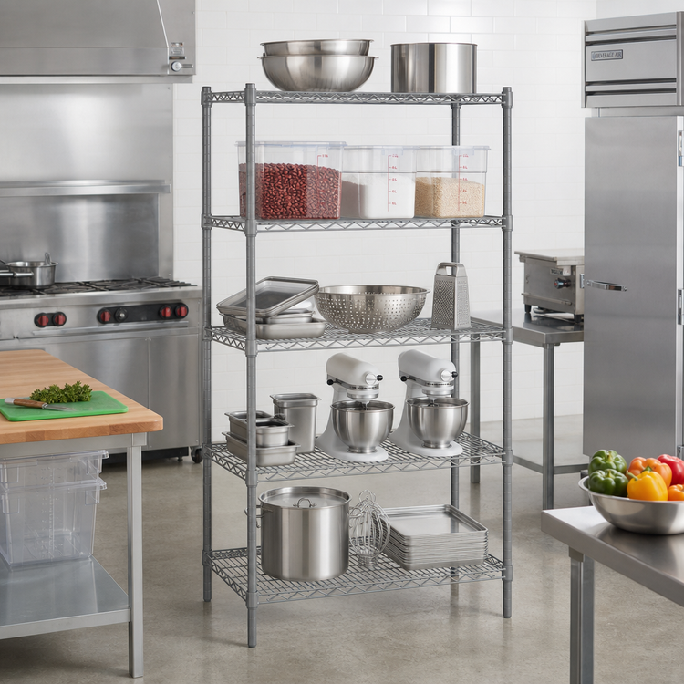 Product image #2 for Eagle Valu-Master 5-Tier Wire Add-On Shelving Unit, 24W x 18D x 74H, Pewter Gray Epoxy