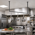 Thumbnail image #2 for John Boos Ceiling-Mounted Single-Bar Stainless Steel Pot Rack with 3 Double Hooks