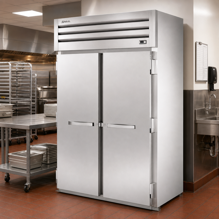 Product image #2 for True Spec Series Roll-Thru Heated Holding Cabinet, Two-Section, Solid Swing Doors, Stainless Steel Front with Aluminum Sides