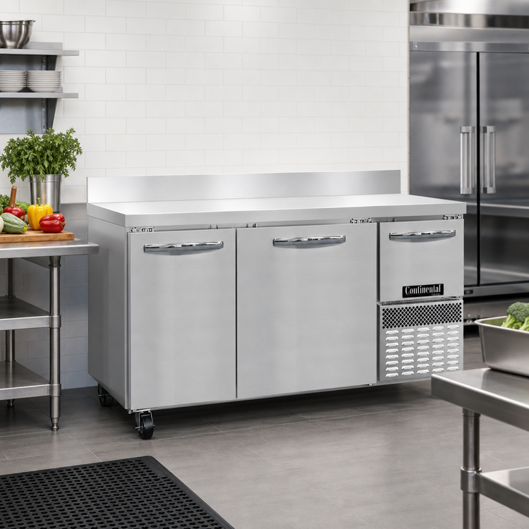 Product image #2 for Continental Refrigerator FA60NBS 60" Worktop Freezer with Solid Doors and 6" Backsplash