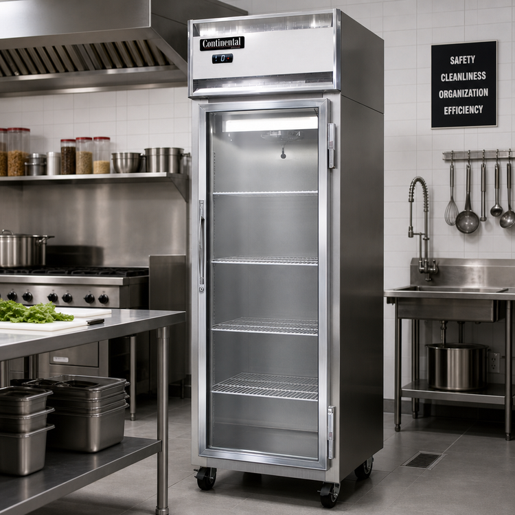 Product image #2 for Continental Refrigerator 1FNSAGD One-Section Display Reach-In Freezer, R290, Hinged Glass Door, Stainless Steel Exterior