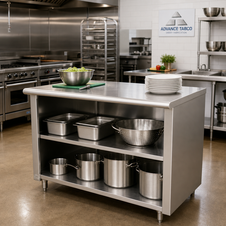 Product image #2 for Advance Tabco Special Value Series 72-Inch x 24-Inch Flat Top Open Base Work Table with Mid-Shelf