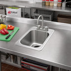 Thumbnail image #2 for Eagle Group SR12-14-9.5-1 Self-Rimming Drop-In Stainless Steel Sink, 1 Compartment, 12 x 14 x 9.5-Inch Bowl, Faucet and Basket Drain