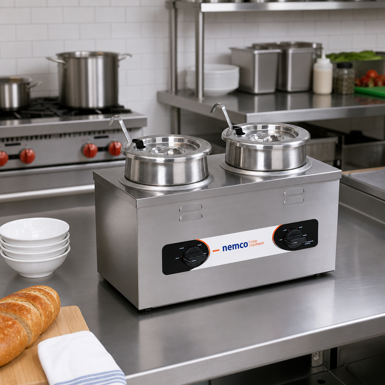 Product image #2 for Nemco Countertop Twin-Well Cooker/Warmer, 2 x 4-Quart Wet Heat, 120V