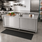 Thumbnail image #2 for John Boos 4CS4R5-36144 144-Inch x 36-Inch Enclosed Stainless Steel Work Table with Sliding Doors, 5-Inch Backsplash, 14-Gauge 300-Series Top