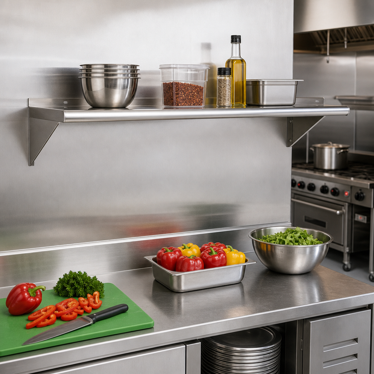 Product image #2 for Eagle Group Wall-Mounted Tab-Lock Stainless Steel Shelf, 36 x 12 Inches