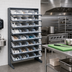 Thumbnail image #2 for Quantum Steel Sloped Single-Sided Pick Rack with 8 Shelves and 32 Clear Bins