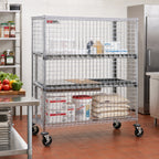 Thumbnail image #2 for Metro Super Erecta SEC66EC Mobile Chrome-Plated Wire Security Cage, No Shelves, 65W x 33-1/2D x 68-1/2H