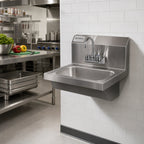 Thumbnail image #2 for Serv-Ware HS15-CWP Wall-Mounted 18-Gauge 304 Stainless Steel Hand Sink with Faucet, 14" x 10" x 5.5" Bowl and Backsplash