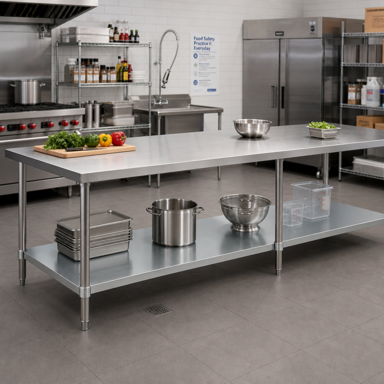 Product image #2 for Advance Tabco Galvanized Work Table Undershelf for 144-Inch x 30-Inch Tables